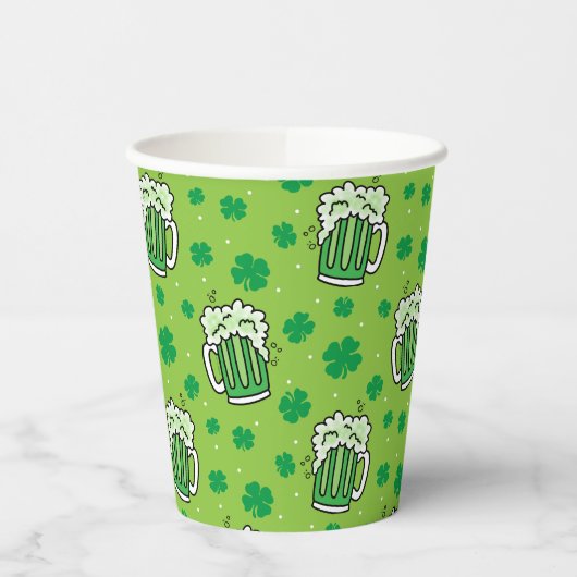 St Patrick's Day Green Beer Pattern Papieren Bekers (Links)