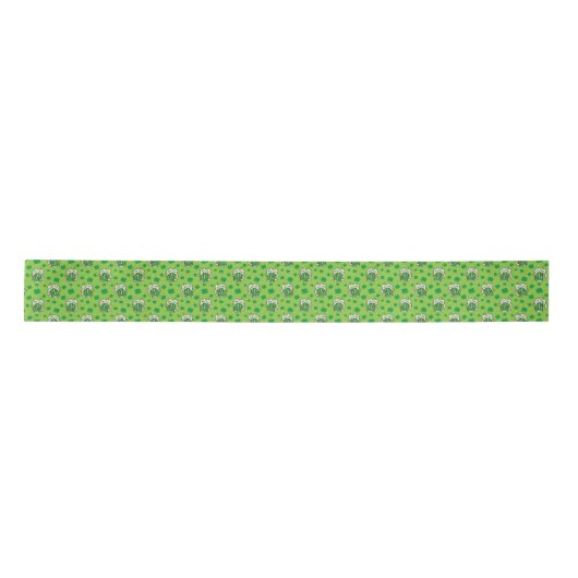 St Patrick's Day Green Beer Pattern Satijnen Lint (Voorkant)