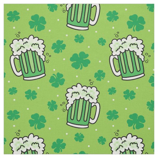 St Patrick's Day Green Beer Pattern Stof (Swatch)