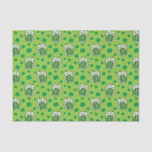 St Patrick's Day Green Beer Pattern Tissuepapier (Voorkant)