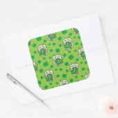St Patrick's Day Green Beer Pattern Vierkante Sticker (Envelop)