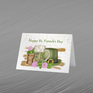 St Patricks Day Green Beer Pet Coins Clover Feestdagen Kaart