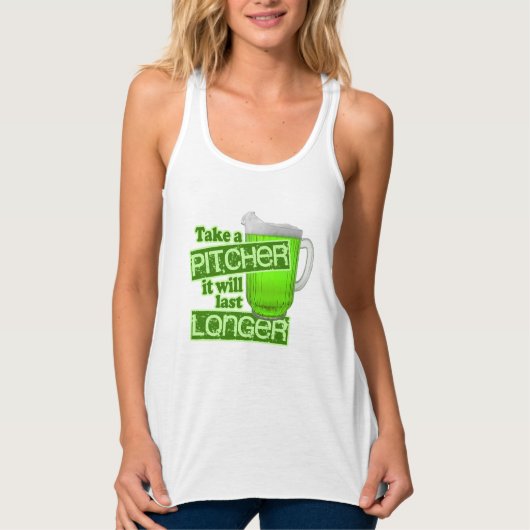 St Patricks Day Green Beer Pitcher Tanktop (Voorkant)