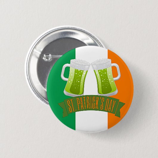 St. Patrick's Day Green Beer Ronde Button 5,7 Cm (Voorkant /achterkant)