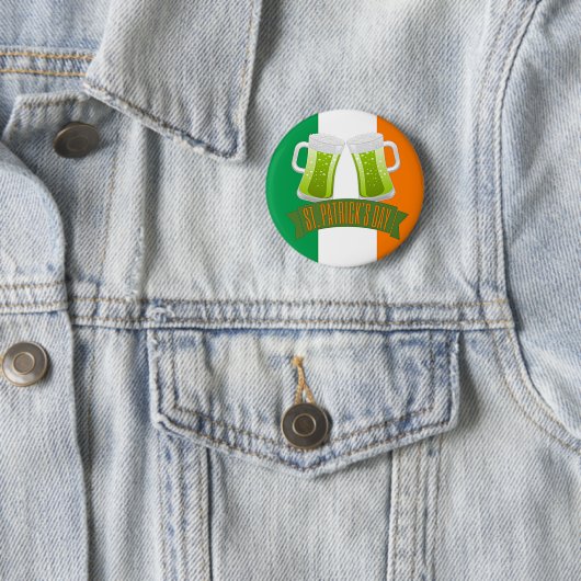 St. Patrick's Day Green Beer Ronde Button 5,7 Cm (In situ)