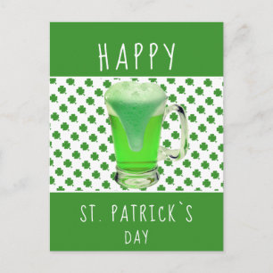 St. Patrick's day Green Beer Shamrock Pattern Briefkaart