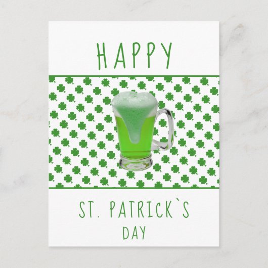St. Patrick's day Green Beer Shamrock Pattern Briefkaart (Voorkant)