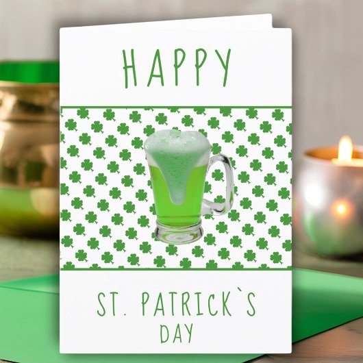 St. Patrick's day Green Beer Shamrock Pattern Feestdagen Kaart