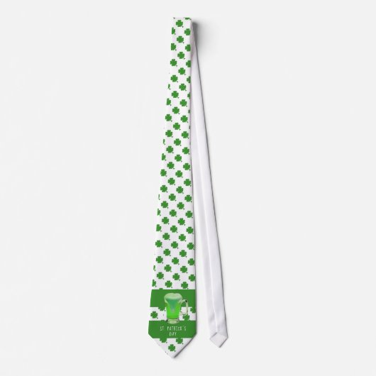 St. Patrick's day Green Beer Shamrock Pattern Stropdas (Voorkant)