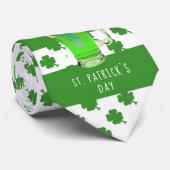 St. Patrick's day Green Beer Shamrock Pattern Stropdas (Opgerold)