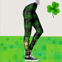 St. Patrick's Day Green & Black Shamrocks Pattern