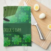 St. Patrick's Day Green Cartoon Shamrock Theedoek (Quarter Fold)
