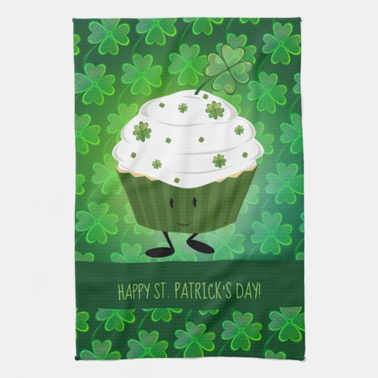 St. Patrick's Day Green Cartoon Shamrock Theedoek (Verticaal)