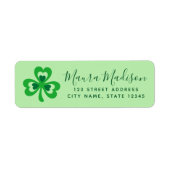 St. Patrick's day green clover leaf return address Etiket (Voorkant)