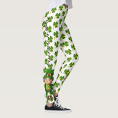 St Patrick's Day Green Clover op Bright White Leggings (Rechts)