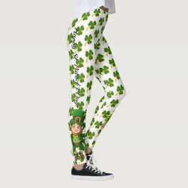 St Patrick's Day Green Clover op Bright White Leggings