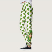 St Patrick's Day Green Clover op Bright White Leggings (Links)