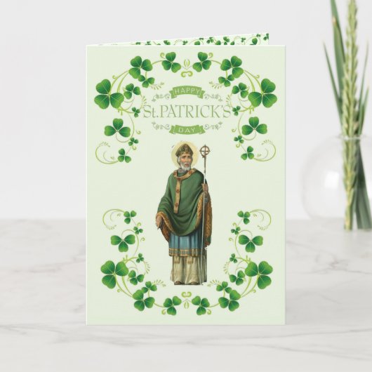 St. Patricks Day  Green Clover Shamrock Feestdagen Kaart (Voorkant)