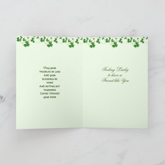 St. Patricks Day  Green Clover Shamrock Feestdagen Kaart (Binnen)