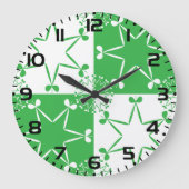 St Patricks Day Green Clover Star Geometric Grote Klok (Voorkant)