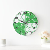 St Patricks Day Green Clover Star Geometric Grote Klok (Huis)