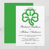 St. Patrick's Day Green Clover Wedding Invitation Kaart (Voorkant / Achterkant)