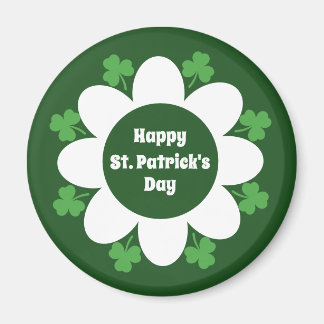 St. Patrick's Day Green Clovers and Flower Design Magneet
