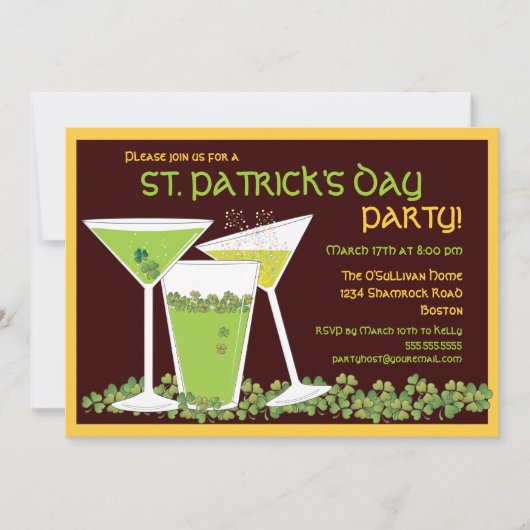 St. Patrick's Day Green Cocktails & Beer Kaart (Voorkant)