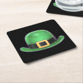 St. Patricks Day Green Derby Pet op Black Kartonnen Onderzetters (Schuin)