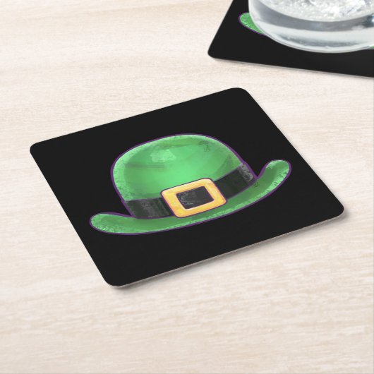 St. Patricks Day Green Derby Pet op Black Kartonnen Onderzetters (Schuin)