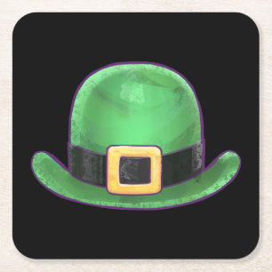 St. Patricks Day Green Derby Pet op Black Kartonnen Onderzetters