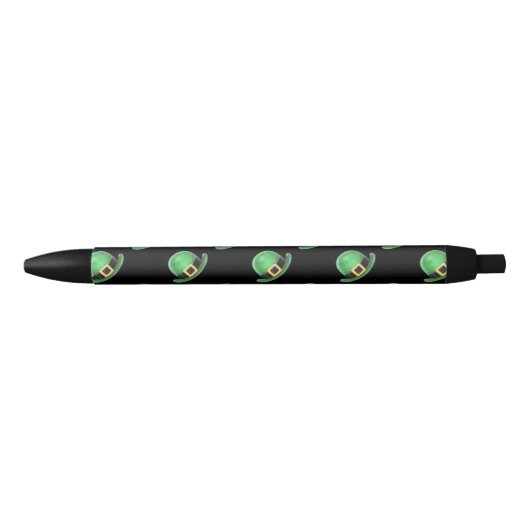 St Patrick's Day Green Derby Pet Pattern on Black Zwarte Inkt Pen (Voorkant)