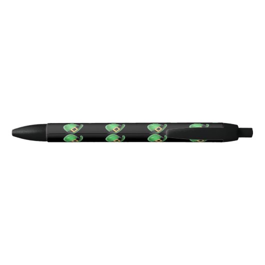 St Patrick's Day Green Derby Pet Pattern on Black Zwarte Inkt Pen (Achterkant)
