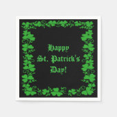 St. Patrick's Day Green en Black Shamrock Napkins Servetten (Voorkant)