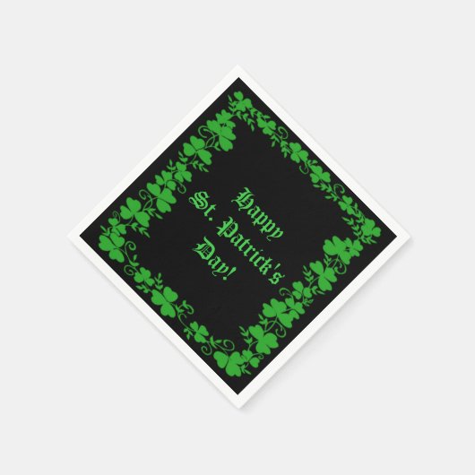 St. Patrick's Day Green en Black Shamrock Napkins Servetten (Hoek)