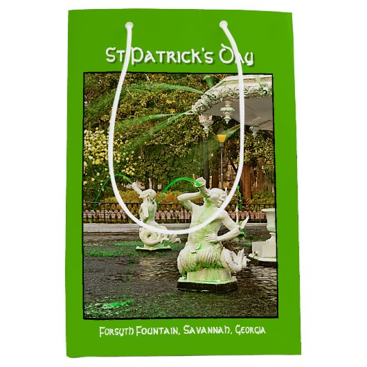 St Patrick's Day Green Forsyth Fountain Foto Medium Cadeauzakje (Voorkant)