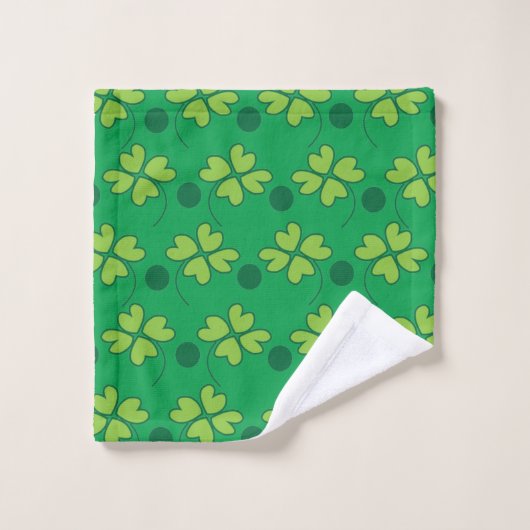 St Patricks Day Green Four Leaf Clover Bad Handdoek (Wasdoekje)