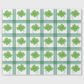 St Patricks Day Green Four Leaf Clover Pattern Cadeaupapier (Vlak)