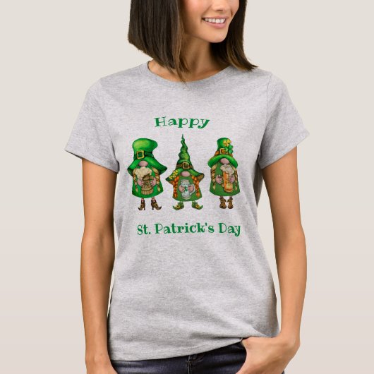 St. Patrick's Day Green Girl Gnomes T-shirt (Voorkant)