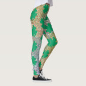 St Patrick's Day Green Gold Glitter Shamrock Leaf Leggings (Rechts)