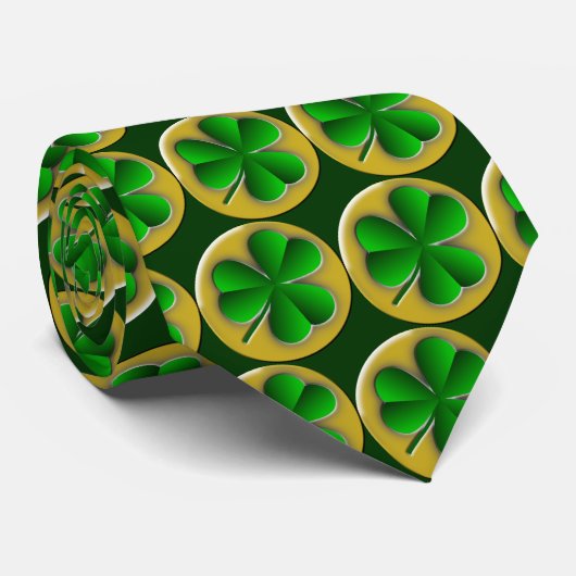 St Patrick's Day Green Irish Clover Shamrock Stropdas (Opgerold)