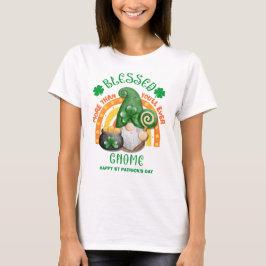 St Patricks Day Green Irish Gnome BLESSED T-shirt