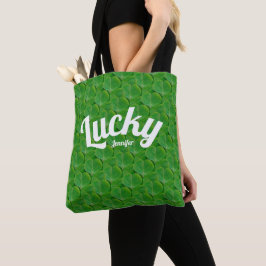 St Patricks Day Green Irish Lucky Clover Pattern Tote Bag