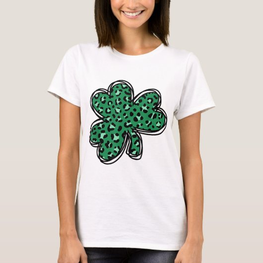St. Patrick's Day Green Leopard Clover Shamrock me T-shirt (Voorkant)