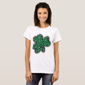 St. Patrick's Day Green Leopard Clover Shamrock me T-shirt (Voorkant volledig)