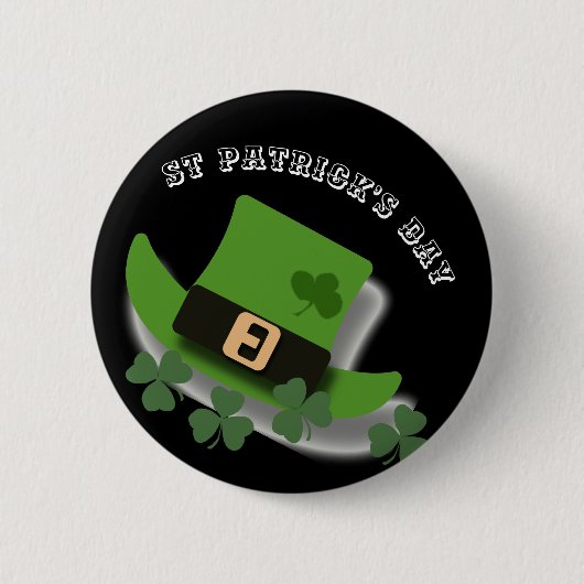 St. Patricks Day Green Leprchaun Pet en Shamrock Ronde Button 5,7 Cm (Voorkant)