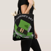 St. Patricks Day Green Leprchaun Pet en Shamrock Tote Bag (Dichtbij)