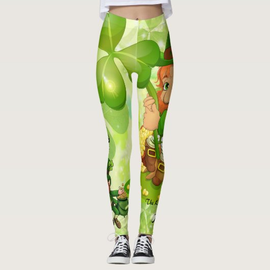 St Patrick's Day Green Leprechaun Personalize Name Leggings (Voorkant)