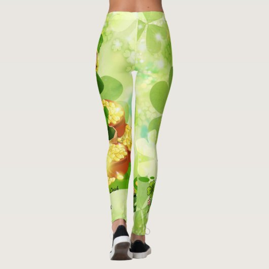 St Patrick's Day Green Leprechaun Personalize Name Leggings (Achterkant)