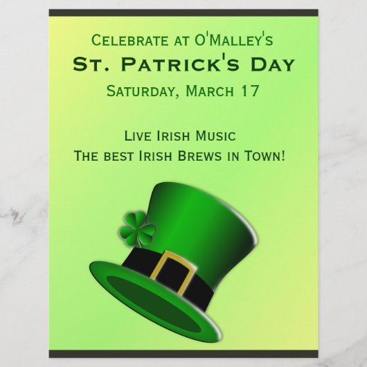 St Patrick's Day Green Leprechaun Pet Irish Pub Flyer (Voorkant)